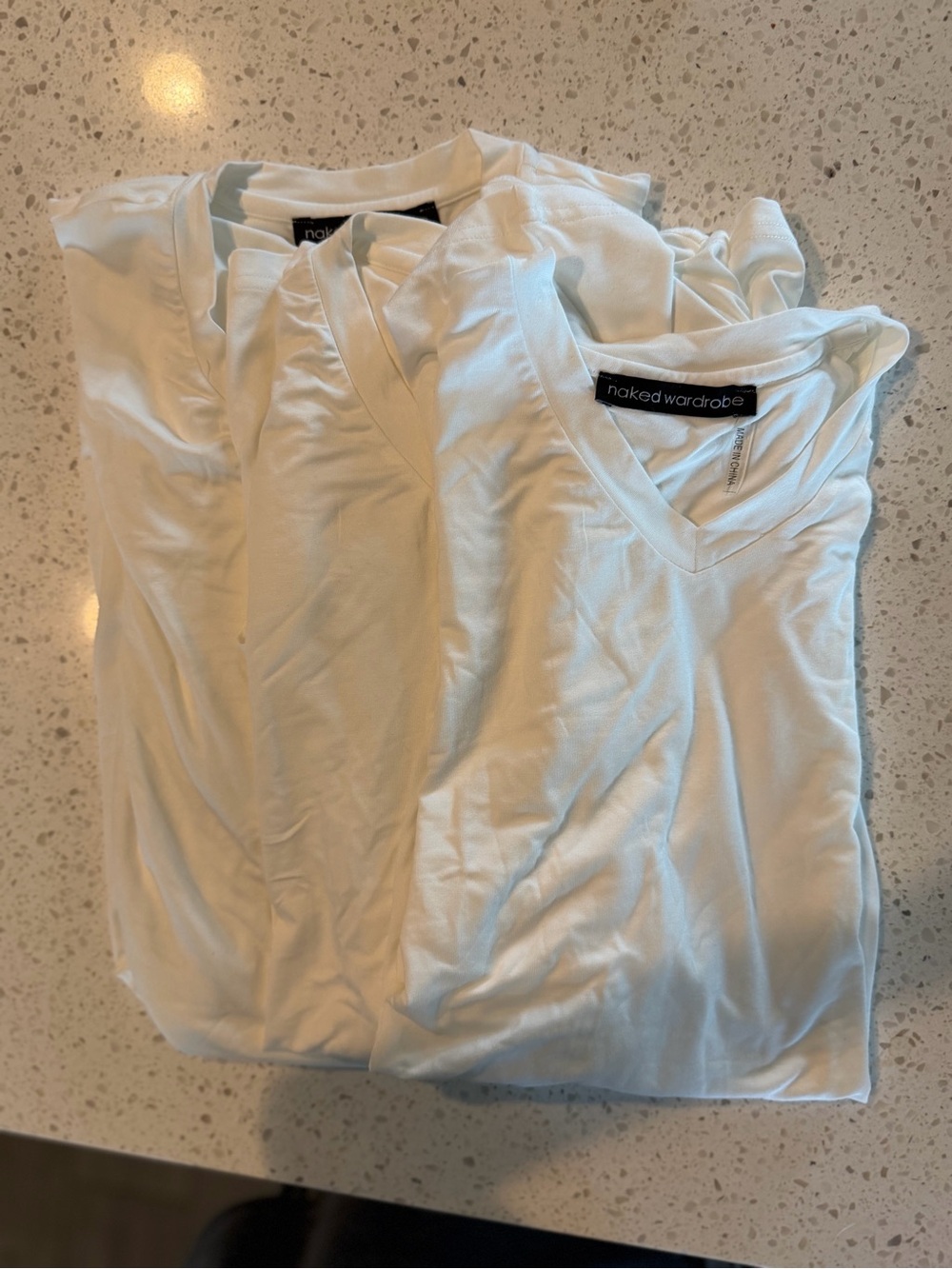 naked wardrobe Men's White V-Neck Bamboo T-Shirt M Buttery Soft 3-pack